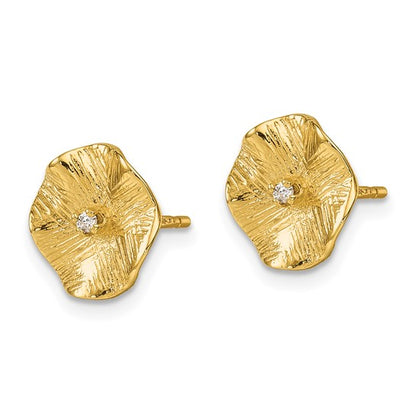 Herco 14K Textured Diamond Flower Post Earrings