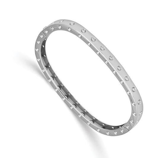 Herco 14K White Gold Square Textured 4.7mm Bangle