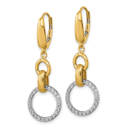 Herco 14K Two-tone Polished and Brushed Diamond Dangle Earrings