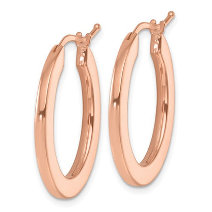 Herco 14K Rose Gold Polished Square tube Oval Hoop Earrings