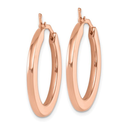 Herco 14K Rose Gold Polished Square tube Oval Hoop Earrings