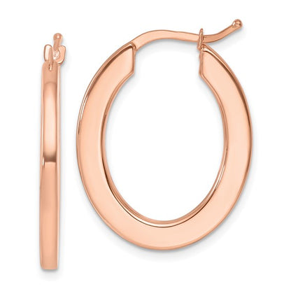 Herco 14K Rose Gold Polished Square tube Oval Hoop Earrings