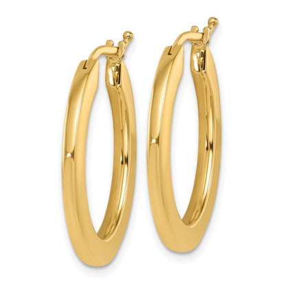 Herco 14K Polished Square tube Oval Hoop Earrings