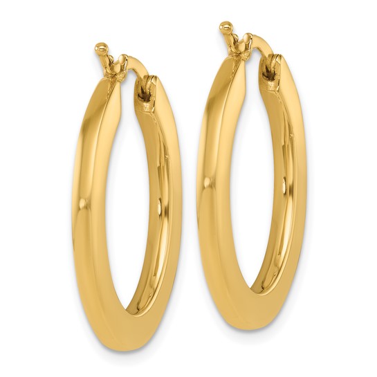 Herco 14K Polished Square tube Oval Hoop Earrings