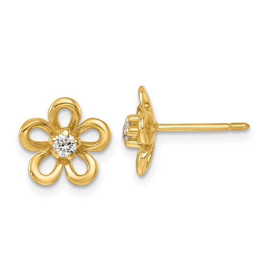 Herco 14K Polished Diamond Flower Post Earrings
