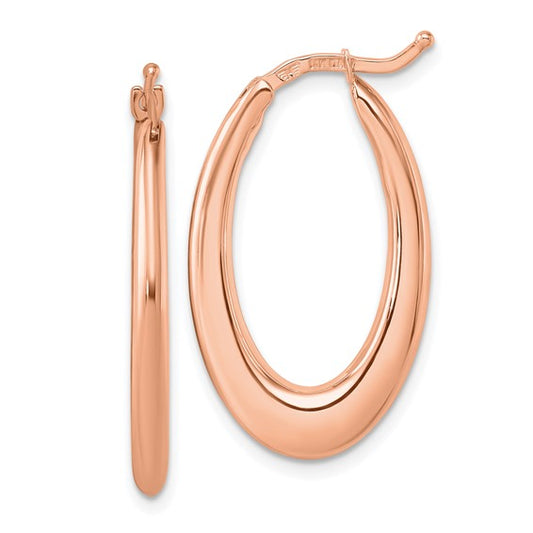 Herco 18K Rose Gold Polished Oval Hoop Earrings