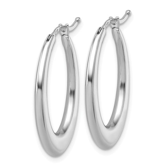 Herco 14K White Gold Polished Oval Hoop Earrings