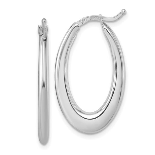 Herco 18K White Gold Polished Oval Hoop Earrings