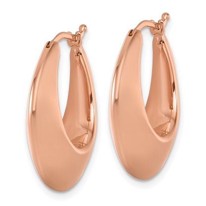 Herco 14K Rose Gold Polished Knife Edge Hoop Earrings