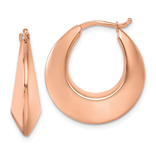 Herco 14K Rose Gold Polished Knife Edge Hoop Earrings