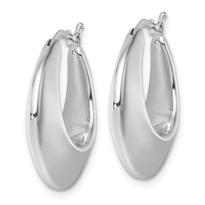 Herco 14K White Gold Polished Knife Edge Hoop Earrings