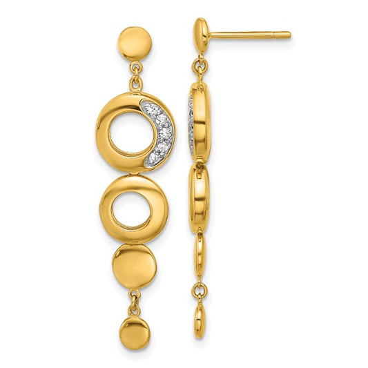 Herco 14K Polished Diamond Circle Dangle Post Earrings