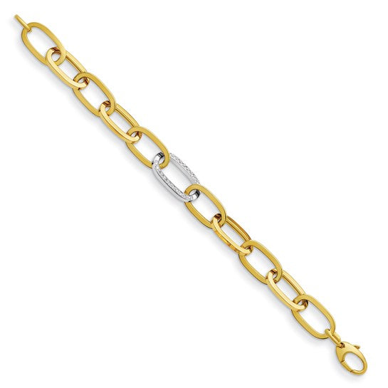 Herco 14K Two-tone Diamond Oval 8 inch Bracelet