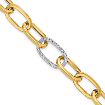 Herco 14K Two-tone Diamond Oval 8 inch Bracelet