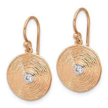 Herco 14K Rose Gold Textured Diamond Swirl Circle Dangle Earrings