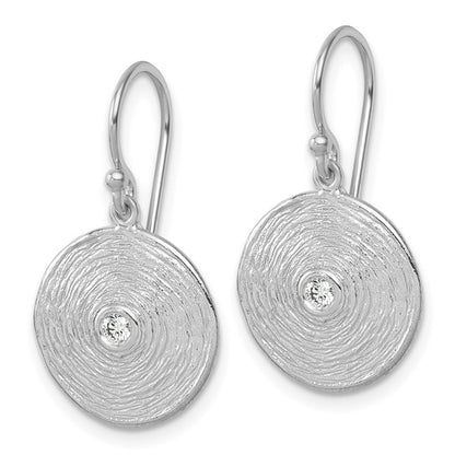 Herco 14K White Gold Textured Diamond Swirl Circle Dangle Earrings