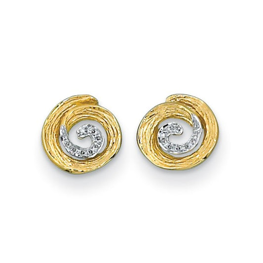 Herco 14K Textured Diamond Swirl Post Earrings