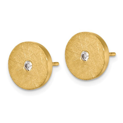 Herco 14K Textured Diamond 10mm Circle Disc Post Earrings