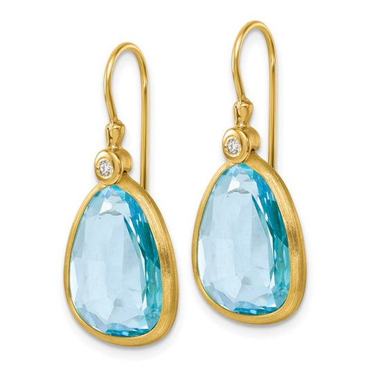 Herco 14K Diamond and Blue Topaz Dangle Earrings