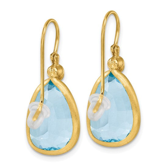 Herco 14K Diamond and Blue Topaz Dangle Earrings