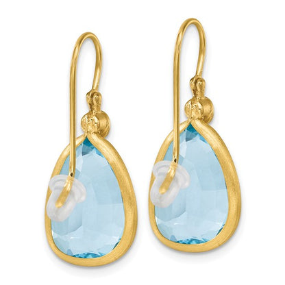 Herco 14K Diamond and Blue Topaz Dangle Earrings