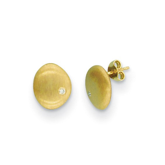 Herco 14K Satin Diamond Button Post Earrings