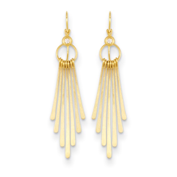Herco 14K Diamond Circle with Dangle Strips Shephard Hook Earrings