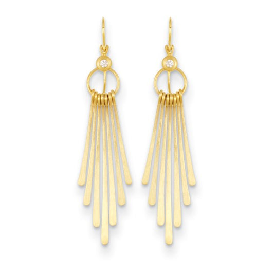 Herco 14K Diamond Circle with Dangle Strips Shephard Hook Earrings