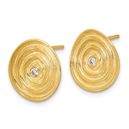 Herco 14K Textured Diamond Swirl Disc Post Earrings