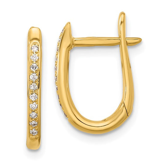 Herco 14K Polished Diamond Oval Hinged Hoop Earrings