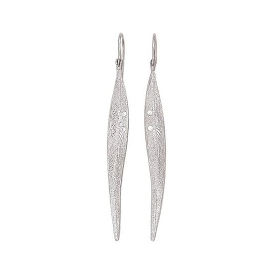 Herco 14K White Gold Long Leaf Earrings