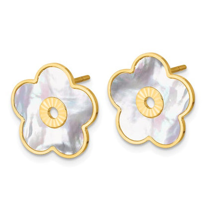Herco 14K Mother of Pearl Flower Post Earrings