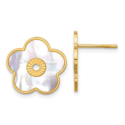 Herco 14K Mother of Pearl Flower Post Earrings