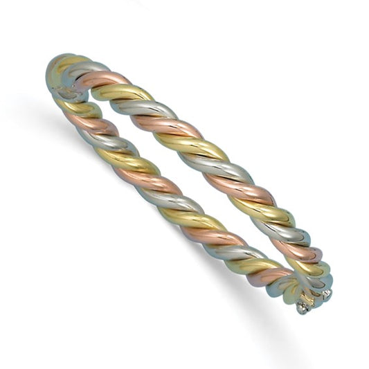 Herco 14K Tri-Color Gold Twisted 6mm Bangle