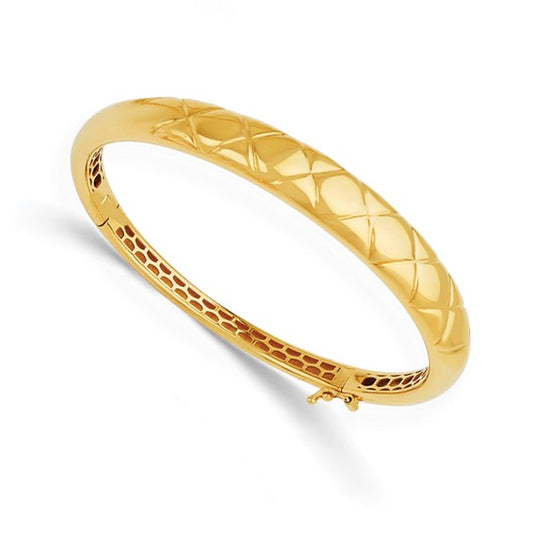 Herco 14K Polished Textured Hinged Bangle