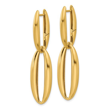 Herco 14K Polished Oval Dangle Hinged Hoop Earrings