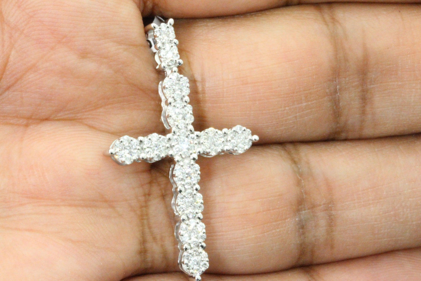 10K YELLOW GOLD 1 CARAT 1.50 INCH REAL DIAMOND MEN CROSS PENDANT CHARM CROSS