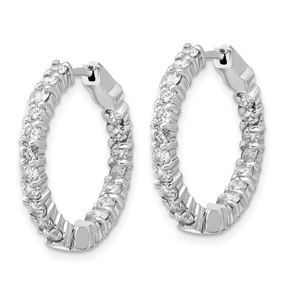 Herco 18K White Gold Diamond Round Hinged Hoop Earrings