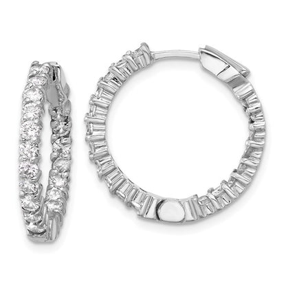 Herco 18K White Gold Diamond Round Hinged Hoop Earrings