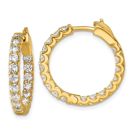 Herco 18K Diamond Round Hinged Hoop Earrings