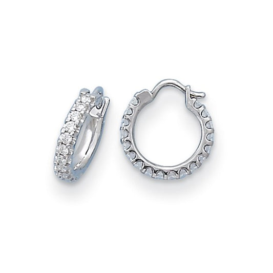 Herco 18K White Gold Diamond Round Hoop Earrings