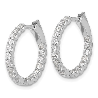 Herco 18K White Gold Diamond Round Hinged Hoop Earrings