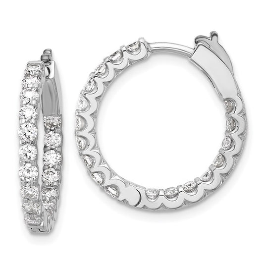 Herco 18K White Gold Diamond Round Hinged Hoop Earrings