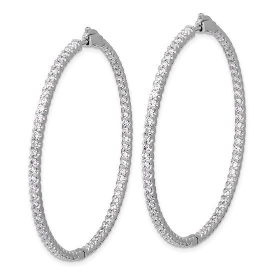 Herco 18K White Gold Diamond Round Hinged Hoop Earrings