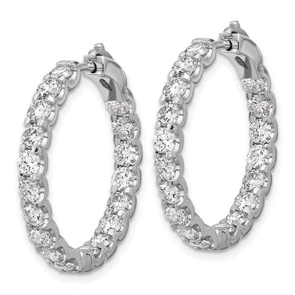 Herco 18K White Gold Diamond Round Hinged Hoop Earrings
