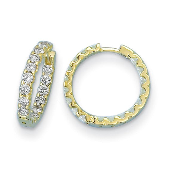 Herco 18K Diamond Round Hinged Hoop Earrings