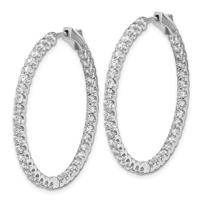 Herco 18K White Gold Diamond Round Hinged Hoop Earrings