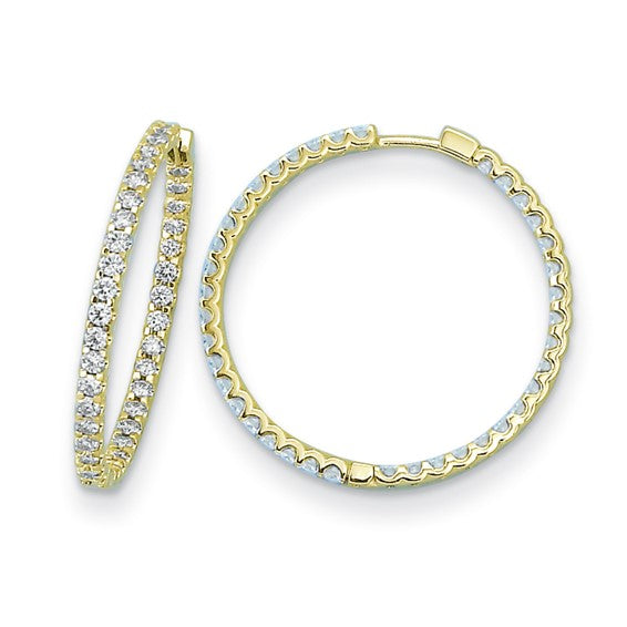 Herco 18K Diamond Round Hinged Hoop Earrings