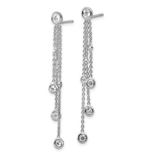 Herco 18K White Gold Diamond 3 Strand Dangle Post Earrings