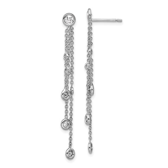 Herco 18K White Gold Diamond 3 Strand Dangle Post Earrings